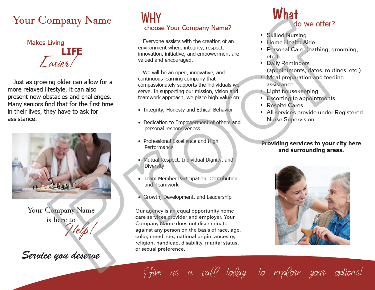 Inside of sample medical home care brochure